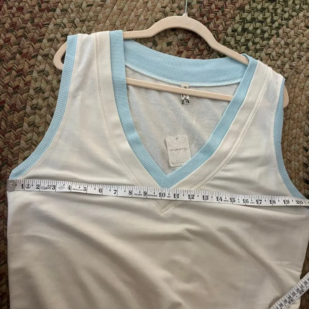 NWT Intimately Free People Cozy Cool Girl Tank Bodysuit Ivory Blue Size XL